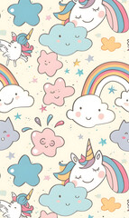 2D illustrator doodle tile patterns with cute graphic designs