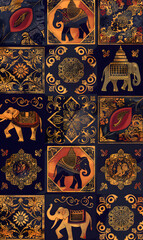 2D illustrator doodle tile patterns with cute graphic designs