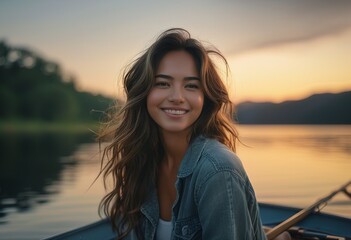 Fototapeta premium Tranquil Lakeside Serenity: A Portrait of Natural Beauty