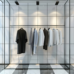 wardrobe with clothes