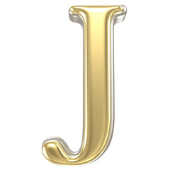 Gold Font J 3D Render