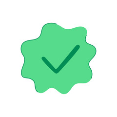 correct check mark cartoon. yes ok, green graphic, box confirm correct check mark sign. isolated symbol vector illustration