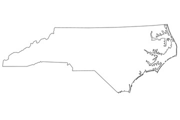 High detailed illustration map - outline North Carolina State Map