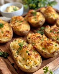 Twice-baked potatoes with cheese and herbs