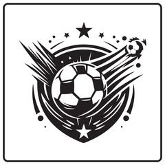 Obraz premium new football logo and T-shirt design silhouette vector style with white background , Vector flying football ,