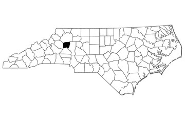 Map of Alexander County in North Carolina state on white background. single County map highlighted by black color on North Carolina map. UNITED STATES, US