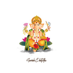 Realistic vector illustration of happy ganesh chaturthi celebration card