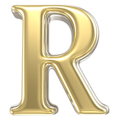 Gold Font R 3D Render