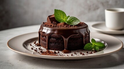 chocolate cake with mint