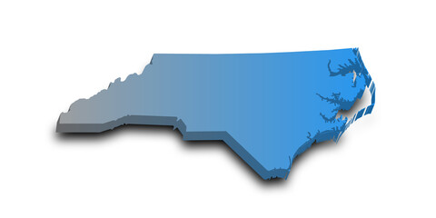 Fototapeta premium 3d Map of North Carolina state with color. United State of America, US, United State