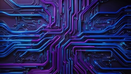 Blue and purple technology background circuit, Generative Ai