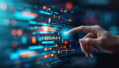 Fototapeta premium A digital artwork depicting the seamless integration of data and technology in business