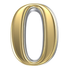Obraz premium Gold Number 0 3D Render