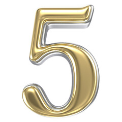 Gold Number 5 3D Render