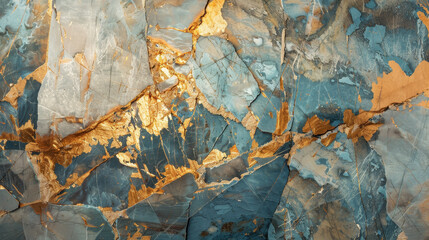 A rock with gold and blue colors