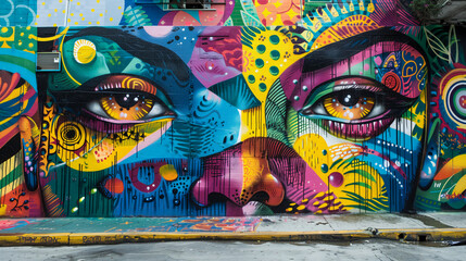 Bold and Intricate Street Art Mural in City Alley