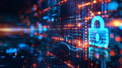A glowing padlock symbol on a digital circuit board, representing cybersecurity and data protection.