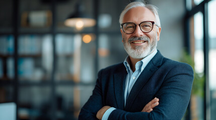 Fototapeta premium Bearded man, glasses, suit, tie