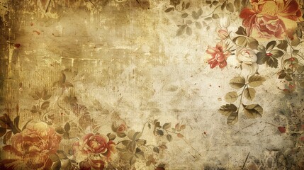 Vintage textile texture with faded floral patterns.
