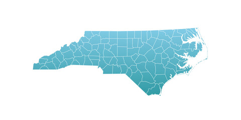 North Carolina administrative map. counties map of North Carolina with color, blank Map, empty map of North Carolina