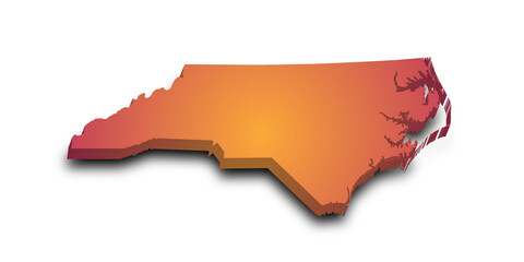 Obraz premium 3d Map of North Carolina state with color. United State of America, US, United State