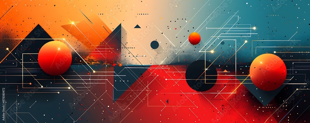 Fototapete a flat vector background with color scheme, featuring bold geometric shapes and lines for an abstrac