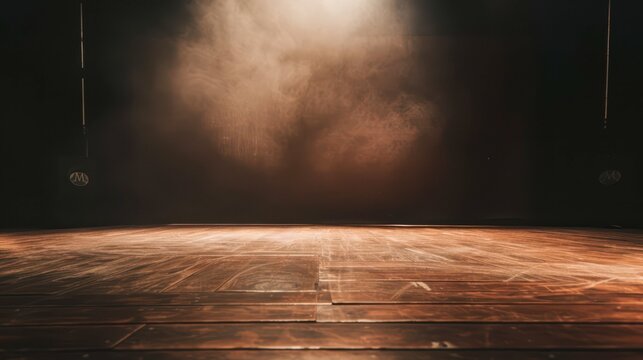 Empty Stage With Spotlight and Smoke Before a Performance
