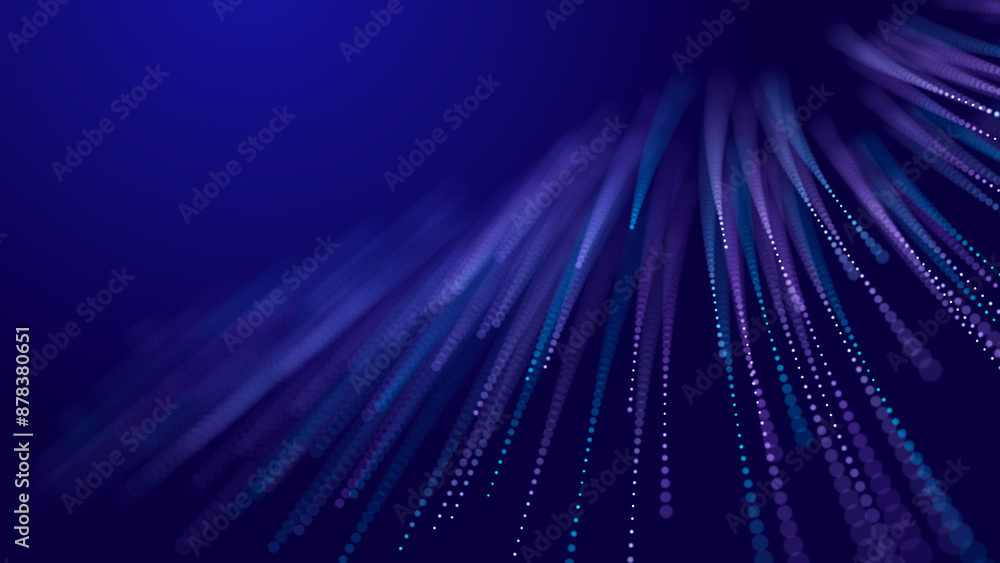 Aufkleber Digital technology. Futuristic background of glowing particles in motion. Large amount of data. 3D rendering.