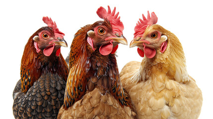 Close-Up of Chicken Head Isolated on White Background: Detailed Portrait of Poultry