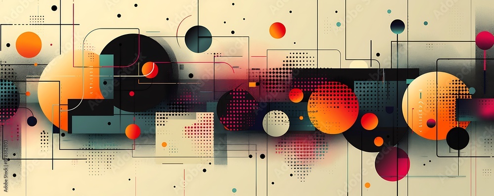 Aufkleber a flat vector background with color scheme, featuring bold geometric shapes and lines for an abstrac