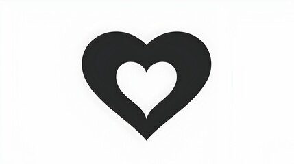 Minimalist Black Heart Icon on White Background,Simple Graphic Symbol of Love
