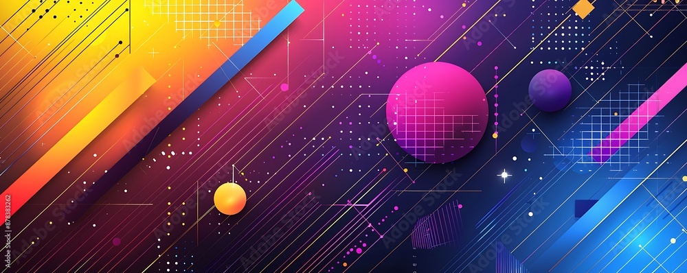 Fototapete a flat vector background with color scheme, featuring bold geometric shapes and lines for an abstrac
