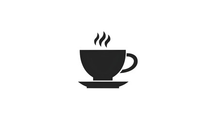 Obraz premium Minimalist Black Coffee Cup Icon for Cafe Branding and Design