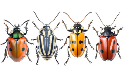 Fototapeta premium set of 4 different coloured bugs isolated on transparent background isolated on transparent background.