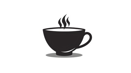 Obraz premium Minimalist Black Coffee Cup Icon on White Background for Cafe Branding