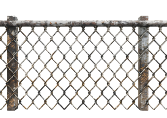 Chain Link Fence Section for Outdoor Security and Property Boundary isolated on transparent background.