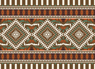 Pixel ethnic pattern oriental traditional. design fabric pattern textile African Indonesian Indian seamless Aztec style abstract vector illustration for print clothing, texture, fabric, wallpaper,