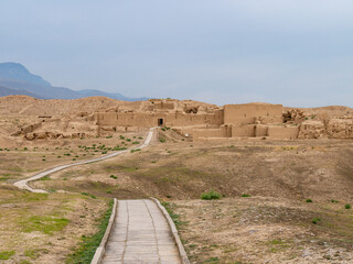 Path to the Old City of Nisa, Turkmenistan on a Cloudy Afternoon - Landscape shot