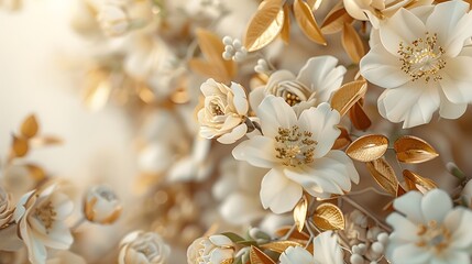 White flowers with golden leaves.