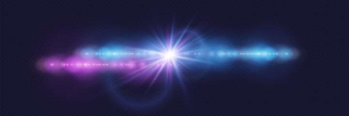 Bright light effect with rays and glare and explosion. Starburst and special effect. On a transparent background.