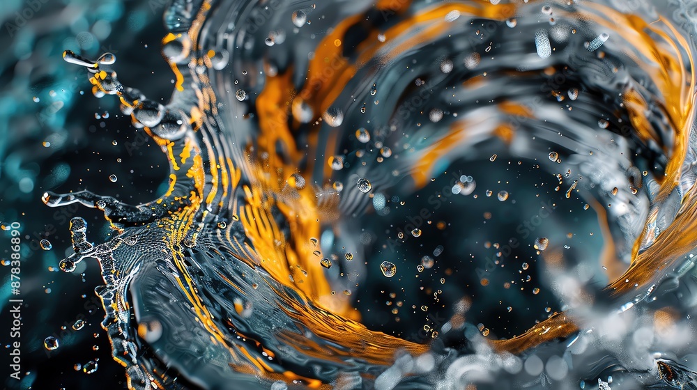 Poster abstract image of swirling water and fiery orange hues creating a dynamic and captivating visual eff