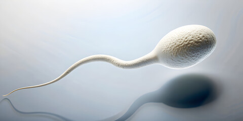 Three-dimensional rendering of a sperm cell on white background 
