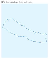Nepal plain country map. Medium details. Outline style. Shape of Nepal. Vector illustration.