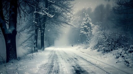 Obraz premium long winter nights in cold weather, contemplating themes of introspection and seasonal change.