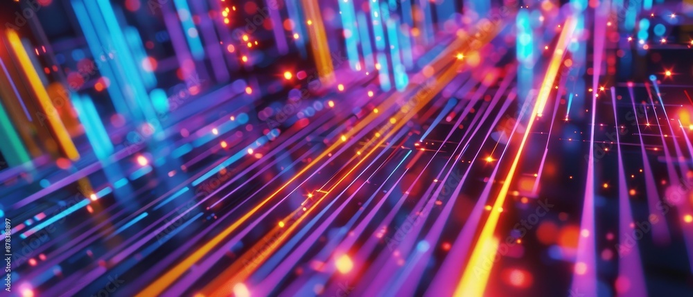 Poster abstract background with colorful glowing lines.