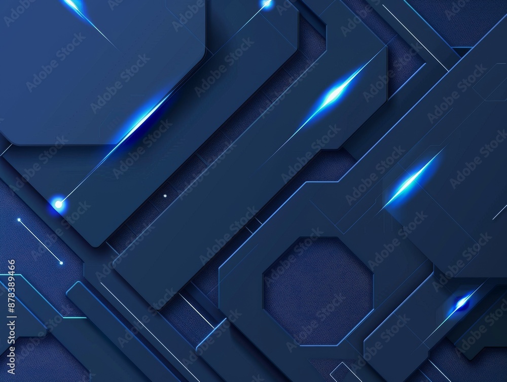 Poster abstract blue geometric background with glowing lines. modern tech design with a futuristic feel. pe