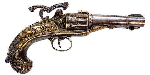 Vintage gun isolated on transparent or white background
