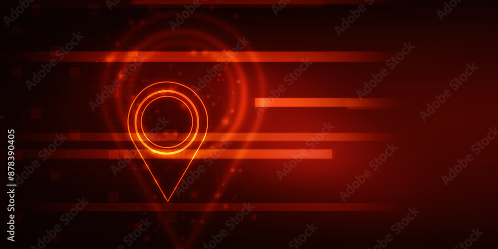 Poster 2d illustration red map pointer