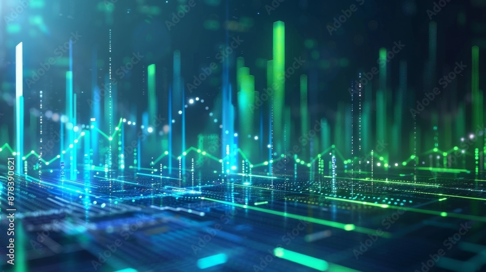 Poster abstract digital landscape with glowing lines and data streams. cyberpunk aesthetic. concept of tech