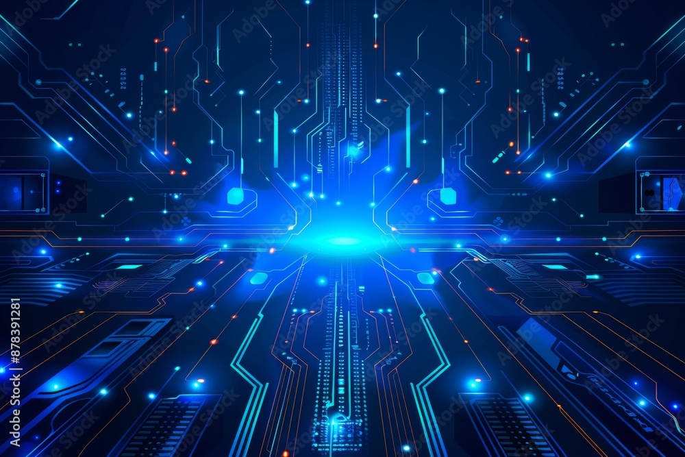 Poster abstract futuristic digital background with glowing blue lines and circuits. perfect for technology 